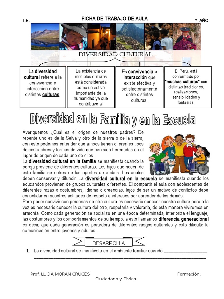 Diversidad Cultural en la Familia y Aula | PDF | Diversidad cultural ...
