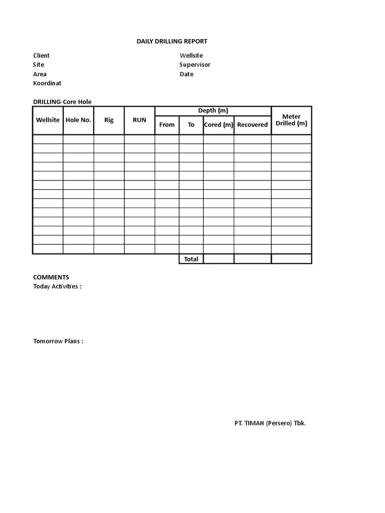 Templete Daily Drilling Report | PDF