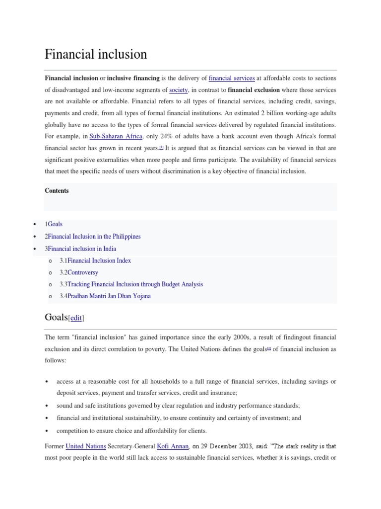 Financial Inclusion | PDF | Financial Inclusion | Service Industries