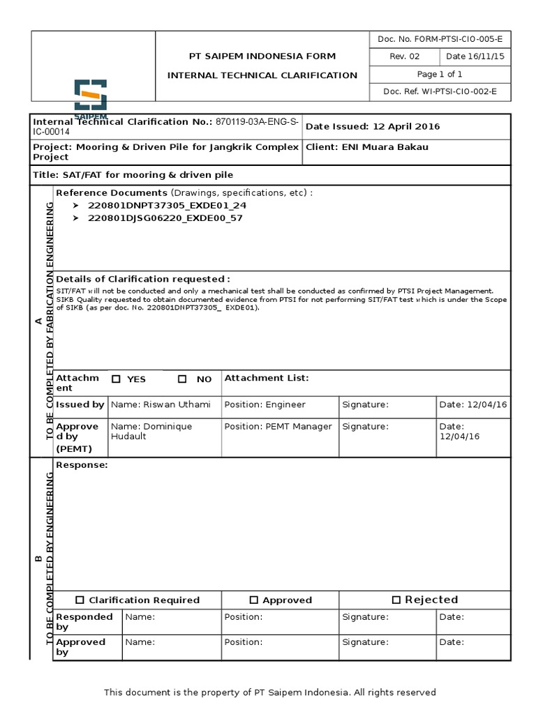 Doc. No. FORM-PTSI-CIO-005-E Rev. 02 Date 16/11/15 Page 1 of 1 Doc. Ref ...