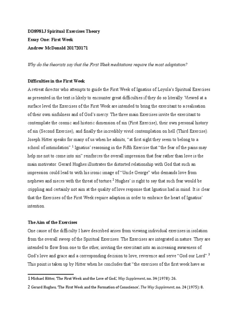 Essay 1 Theory of The Spiritual Exercises PDF Spiritual Exercises