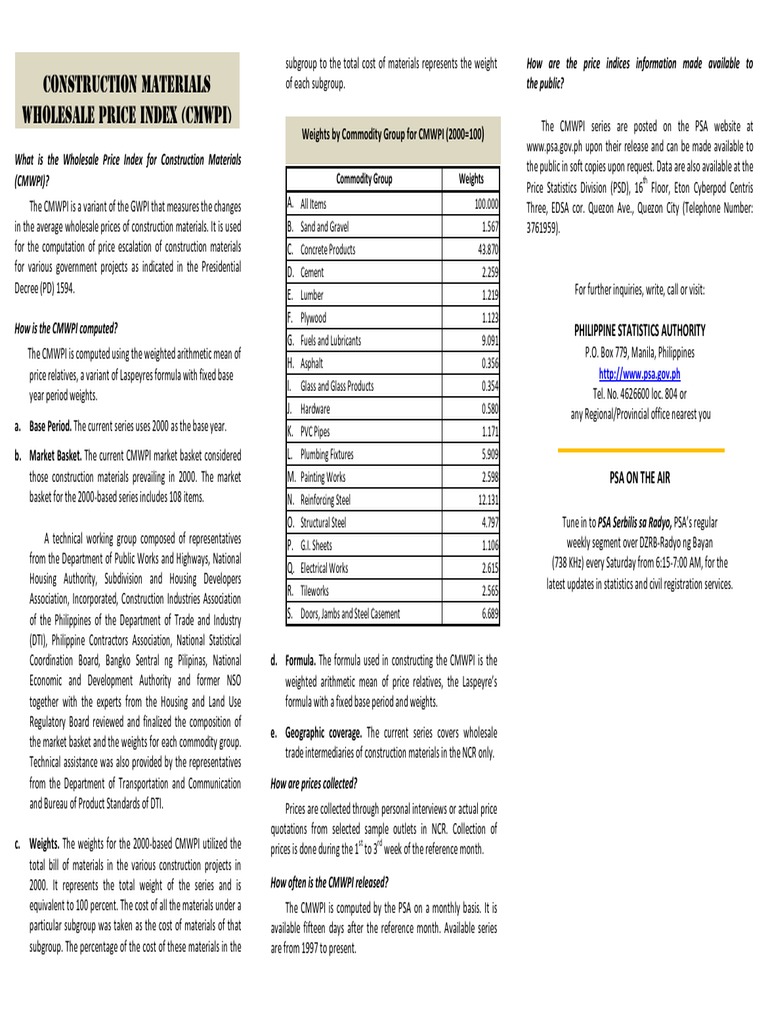 Construction Materials Wholesale Price Index Primer 6 PDF Price