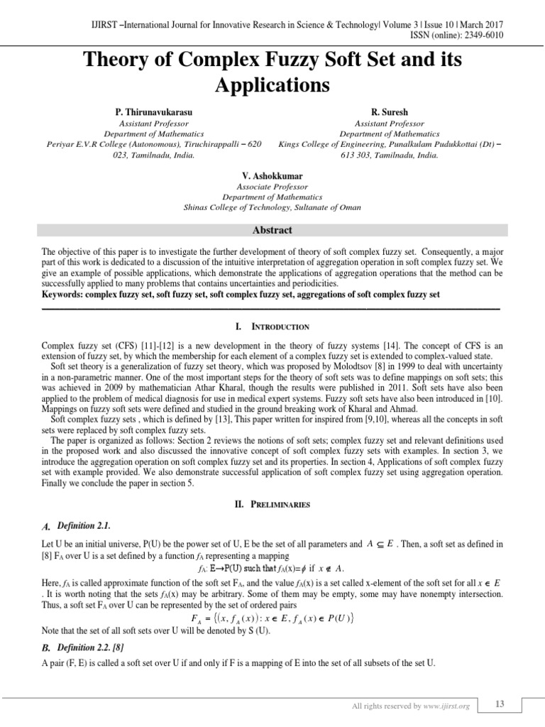 Complex Fuzzy Soft Set Theory | PDF | Fuzzy Logic | Function (Mathematics)