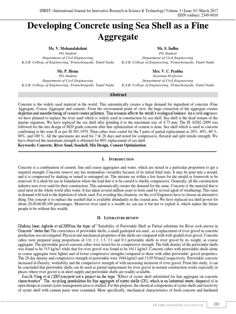 Concrete with Sea Shell as Aggregate | PDF | Construction Aggregate ...