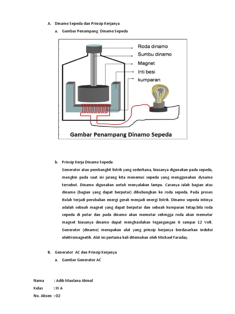 Dinamo Sepeda Generator Dan Prinsip Kerjanya