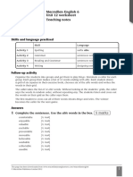 Macmillan English 6 Unit 12 Worksheet Teaching Notes: Complete The Sentences. Use The Able Words in The Box