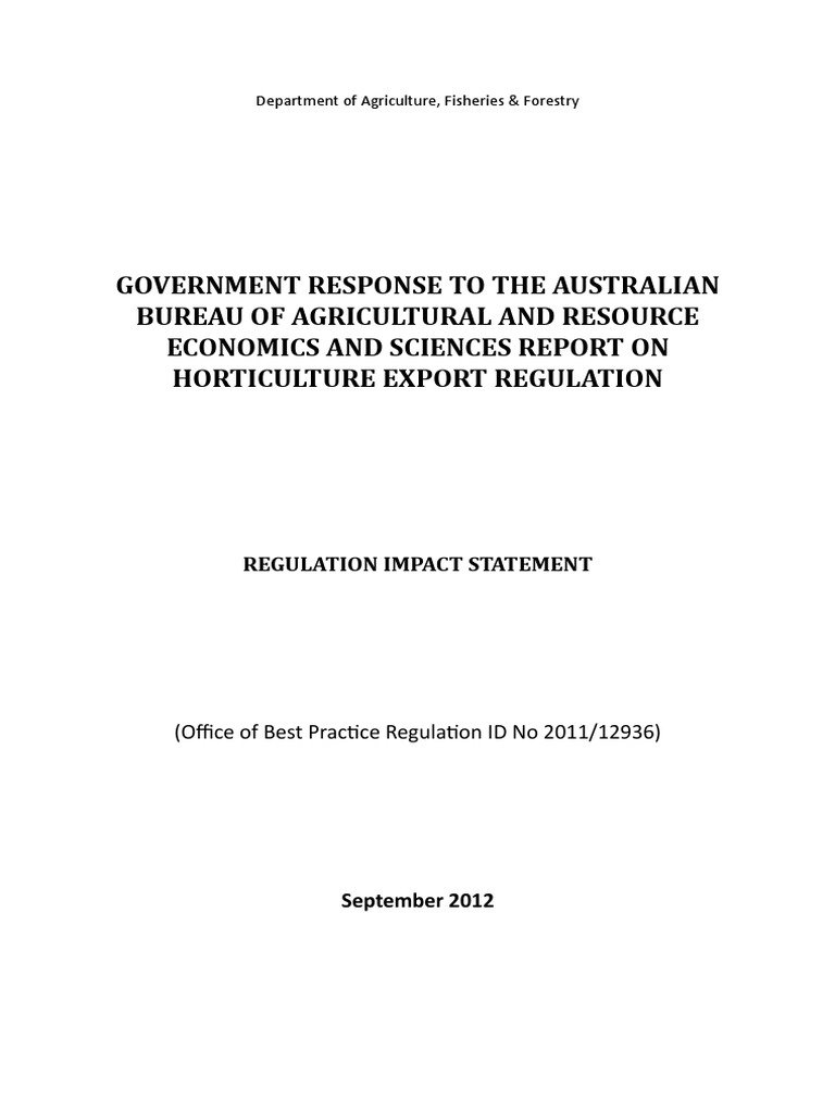 Horticulture Export RIS PDF Exports Australia