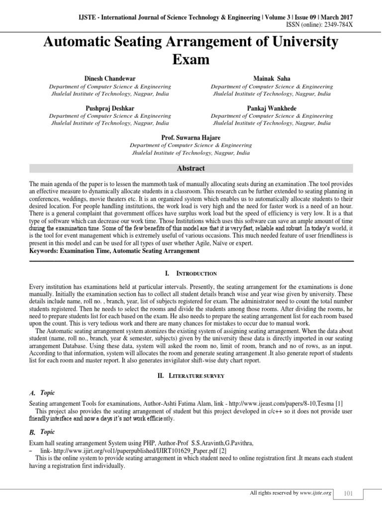 Automatic Exam Seating Arrangement System | PDF | Application Software ...