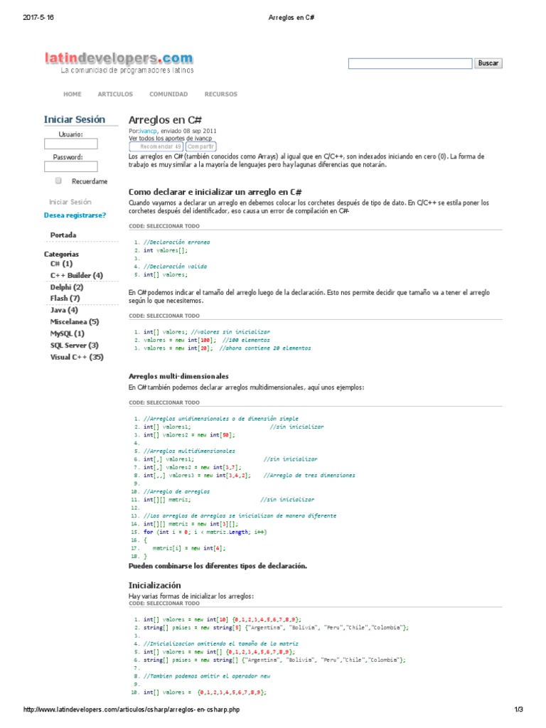 Arreglos En C Pdf C Sharp Lenguaje De Programación C