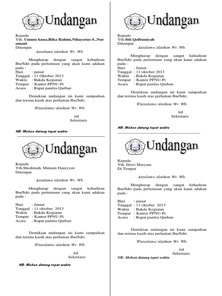 Surat Undangan Rapat