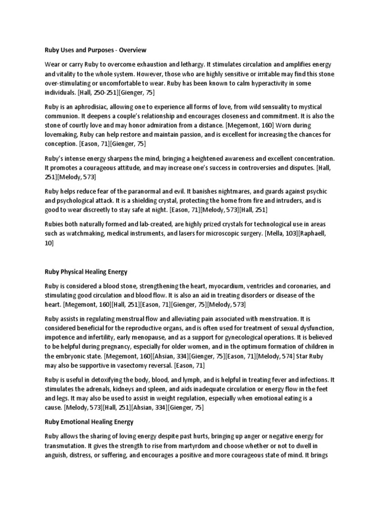 Ruby Uses and Purposes | PDF | Chakra | Spirituality