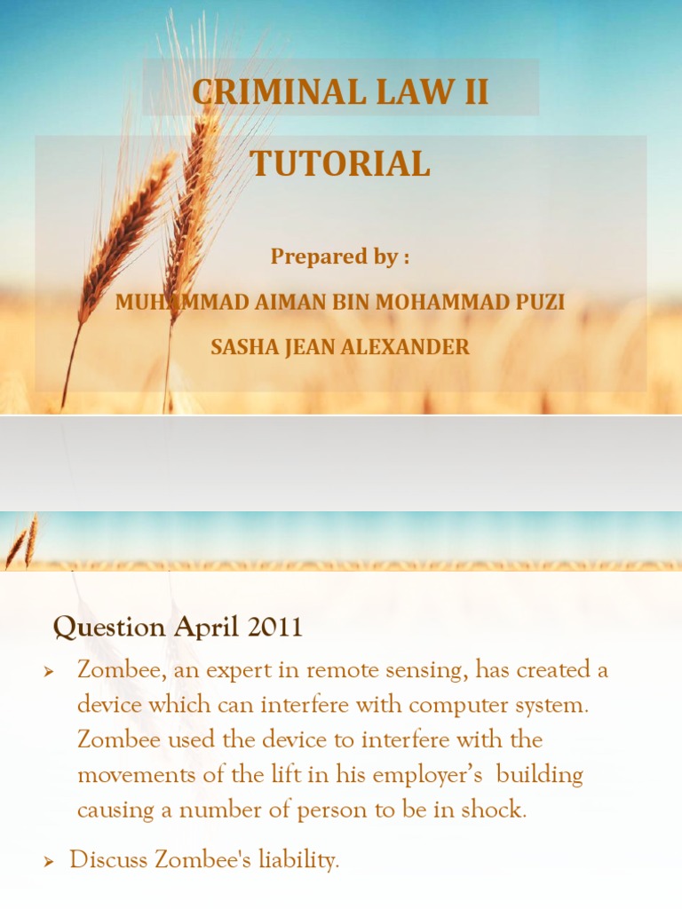 Criminal Law Ii Tutorial Pdf Mens Rea Criminal Law