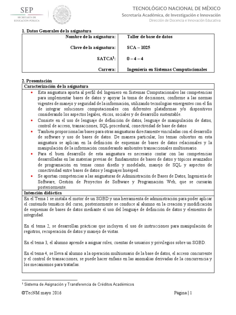 Taller de Base de Datos PDF | PDF | SQL | Bases de datos
