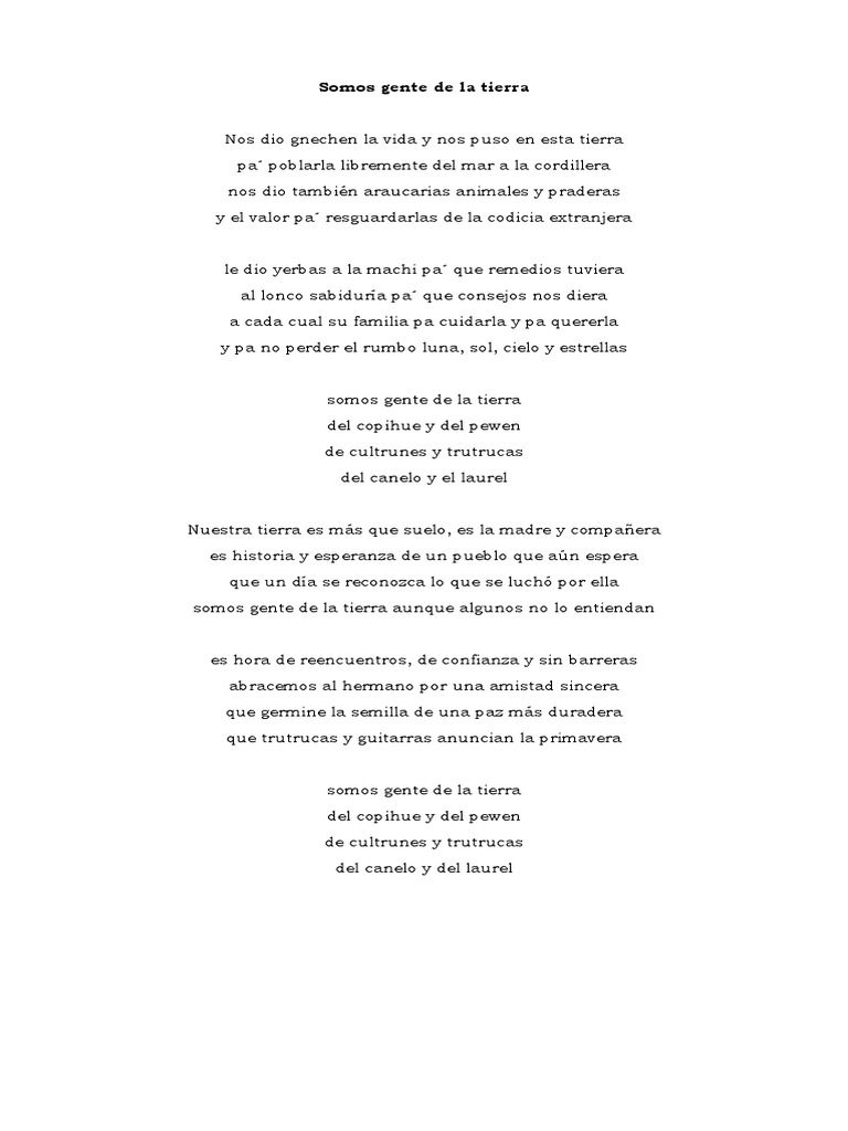 Somos Gente De La Tierra Letra ¿cómo tocar cielo y tierra en la guitarra?. scribd