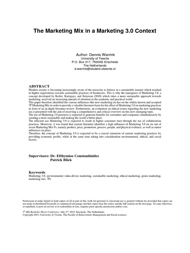 The Marketing Mix in A Marketing 3.0 Context PDF | PDF | Brand | Marketing