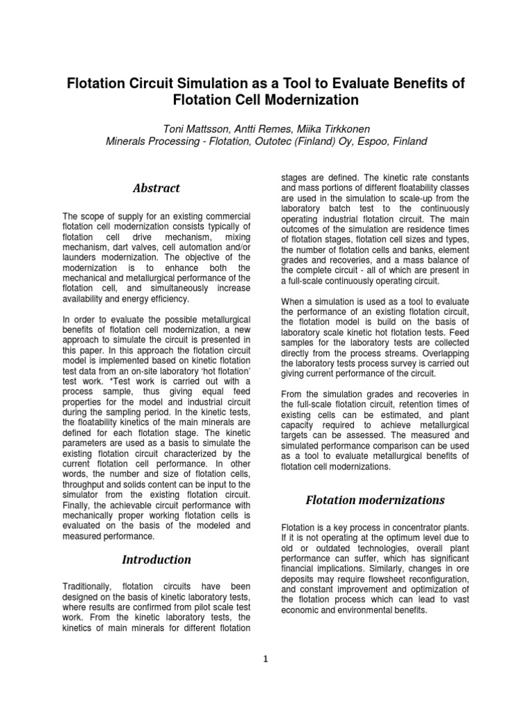 Flotation Circuit Simulation in Modernizations | PDF | Simulation ...