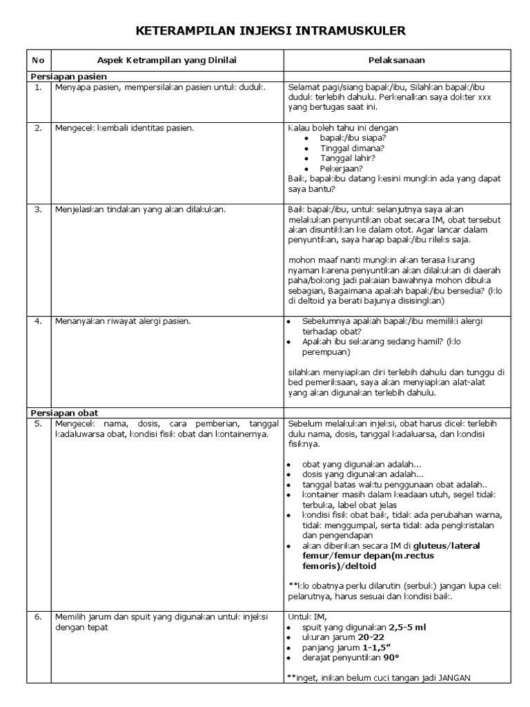 Teknik Injeksi Intramuskuler yang Benar | PDF