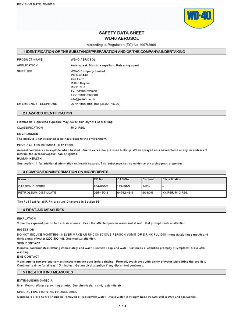wd-40 Sds | Download Free PDF | Carbon Dioxide | Personal Protective ...