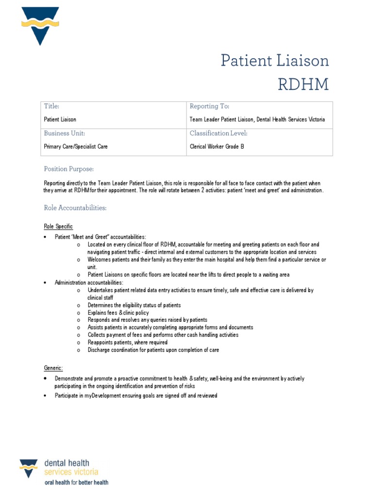 Patient Liaison Officer Patient Occupational Safety And Health