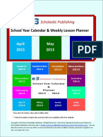 September 2013: School Year Calendar & Weekly Lesson Planner