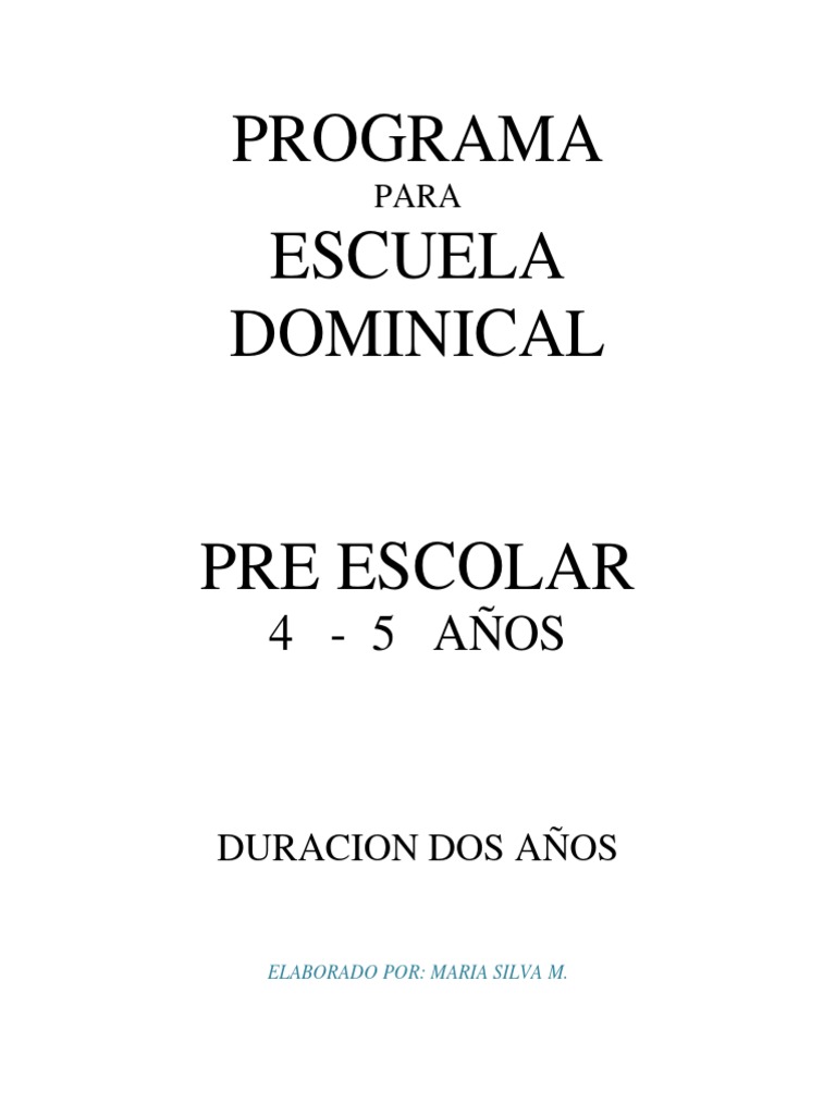 Programa de Escuela Dominical Preescolar | PDF | Oración | Aprendizaje