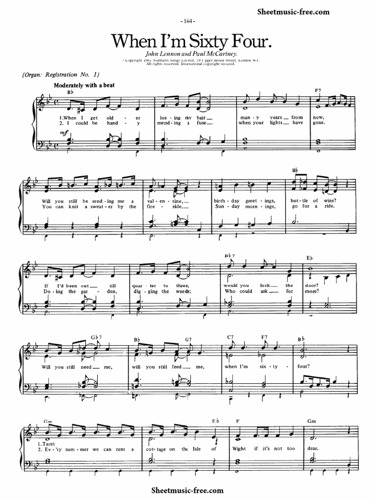When i m sixty four sheet music beatles sheetmusic free 