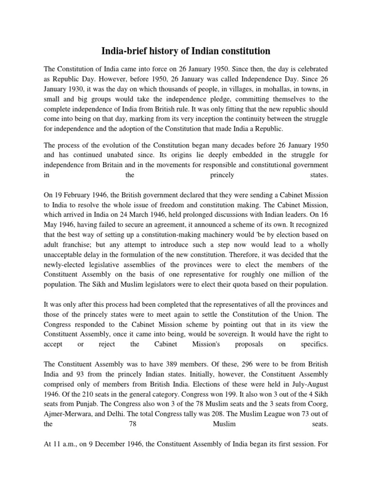 India-Brief History of Indian Constitution | PDF | Society | Economies