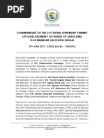 Communique of the 31st Extra-Ordinary IGAD Summit in Addis Ababa on South Sudan
