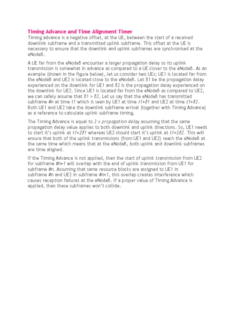 Timing Advance and Time Alignment Timer PDF