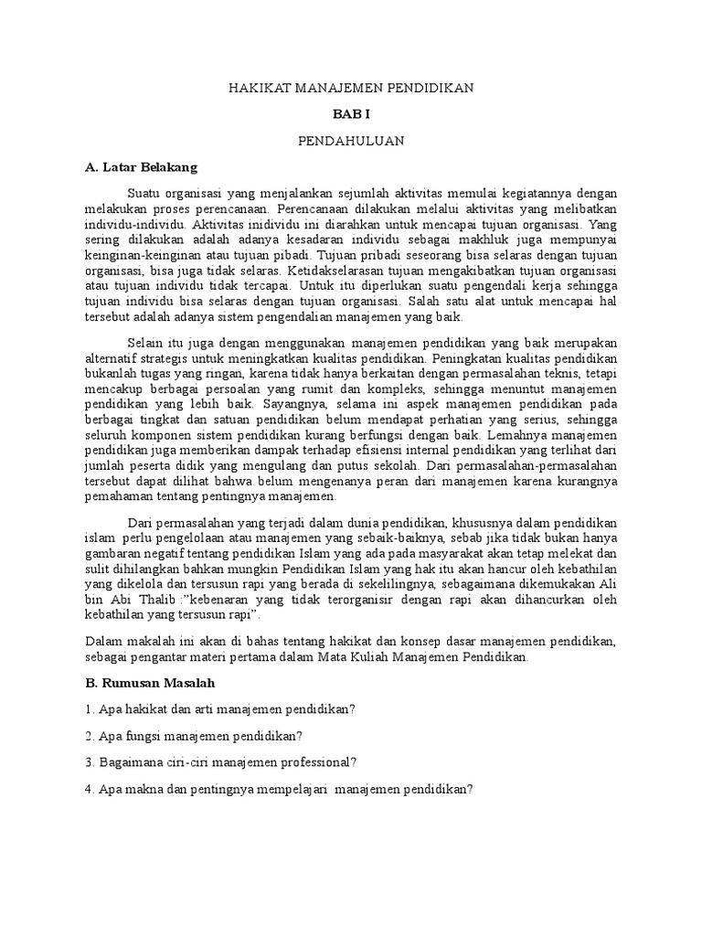 Hakikat Manajemen Pendidikan Docx