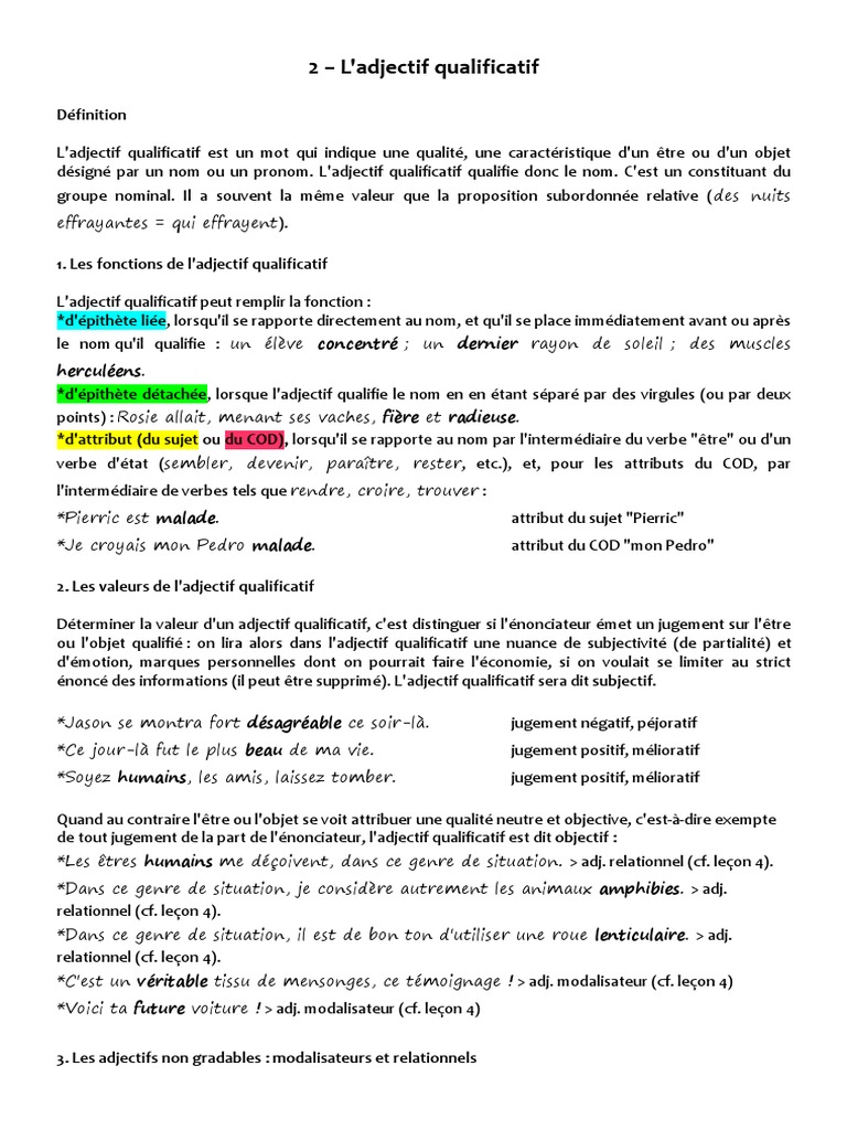 Adjectif Commencant Par L Pour Qualifier Une Personne