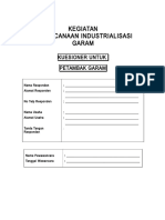 Kuisioner Untuk Petambak Garam (Aspek Pasar & Pemasaran)