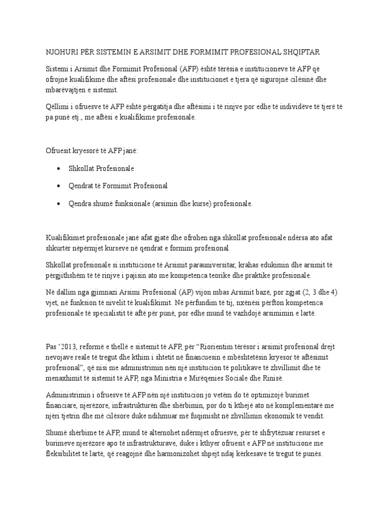 Arsimi Profesional | PDF