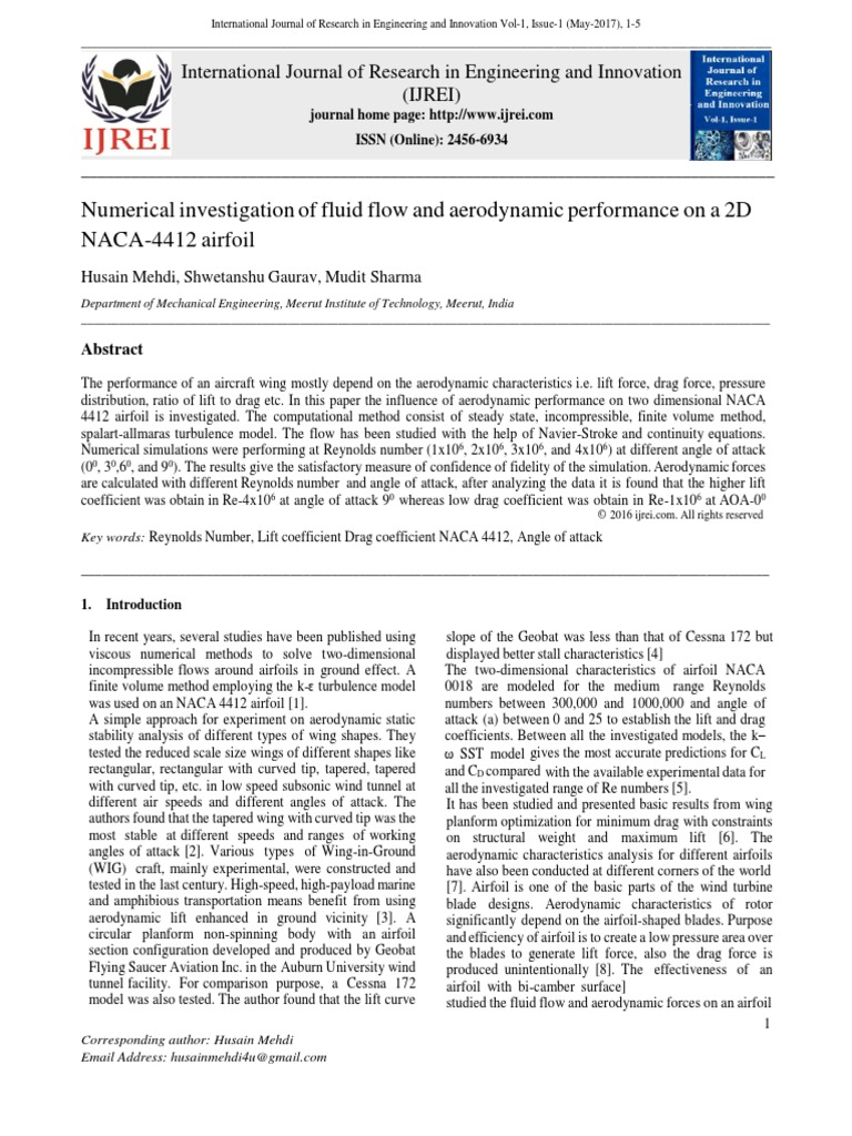 IJREI - Numerical Investigation of Fluid Flow and Aerodynamic ...