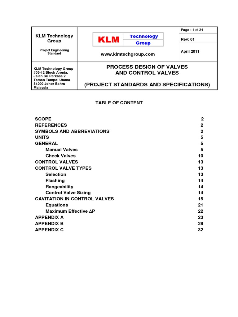 Process Design of Control Valves | PDF | Valve | Pressure