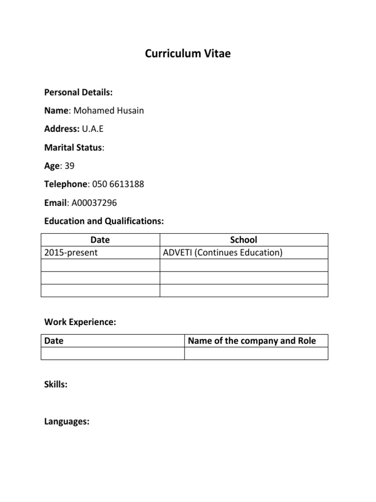 Blank CV | PDF