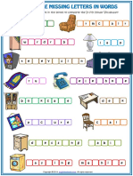 Furniture Vocabulary Missing Letters in Words Esl Worksheet PDF