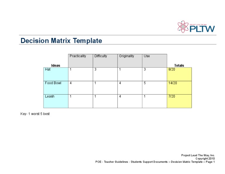 Decisionmatrixtemplate 1 | PDF