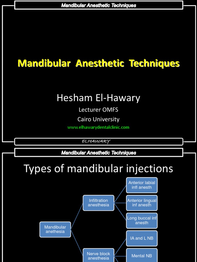 Mandibular Anesthetic Techniques Guide | PDF | Anesthesia | Injection ...