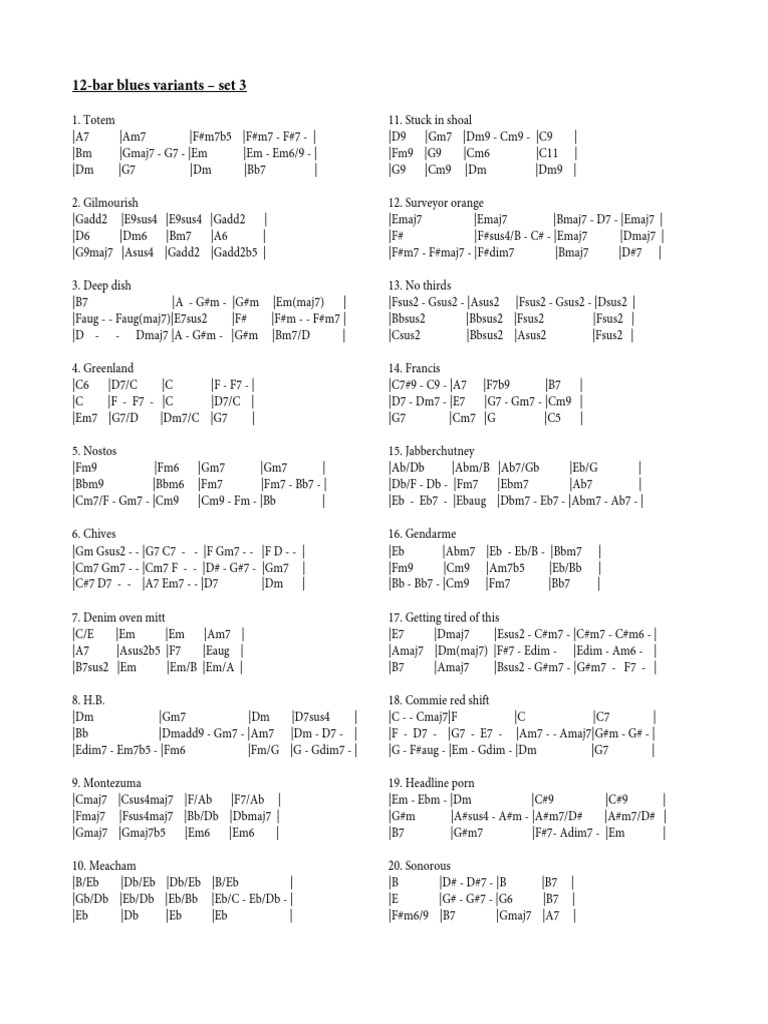 12-Bar Blues Variants Collection | PDF | Nature