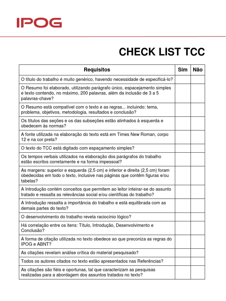 TCC - Check List | Citação | Cognição