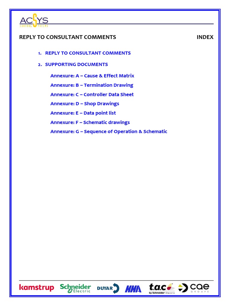 Reply To Consultant Comments Index | PDF