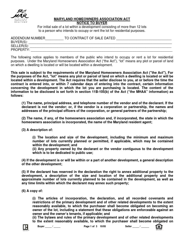 HOA Notice To Buyer | PDF | Real Estate Broker | Fee