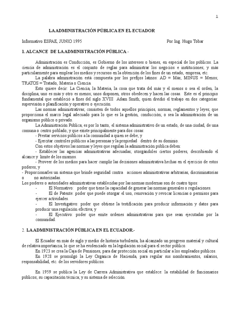 Administración Pública en El Ecuador | PDF