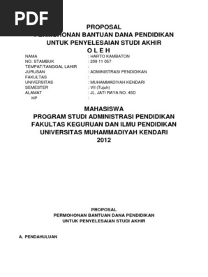 Contoh Proposal Permohonan Bantuan Dana Akhir Studi Pdf Pigura