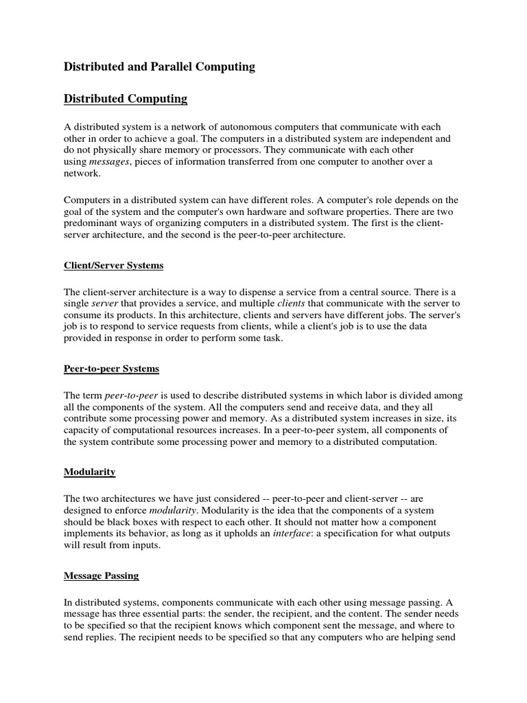 Distributed and Parallel Computing | PDF | Client–Server Model ...