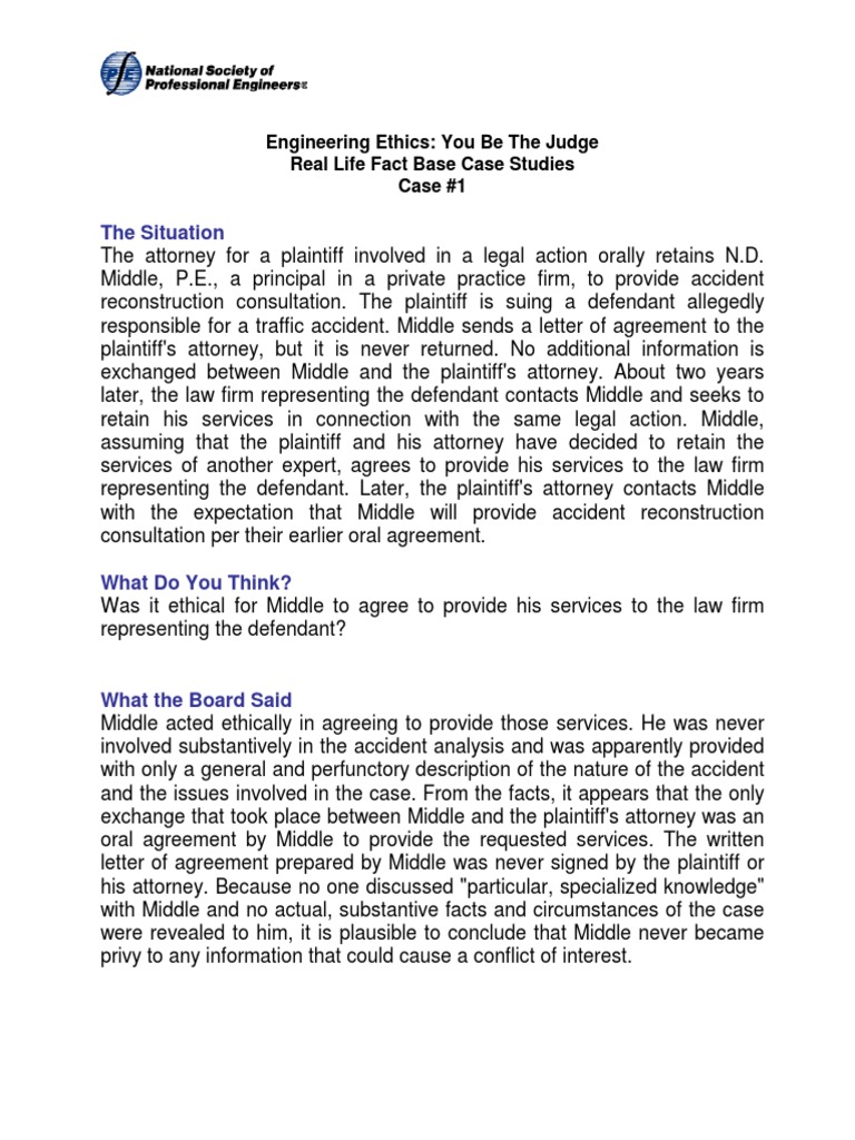 1AEngineering Ethics Case Studies Confidentiality Engineer