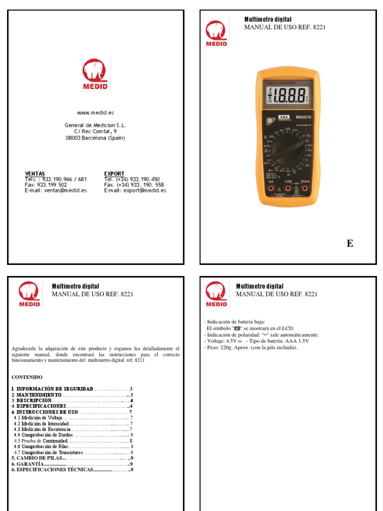 Manual Tester Digital Transistor Corriente eléctrica