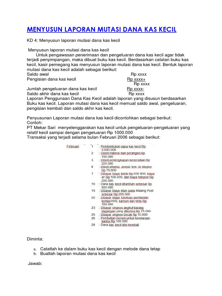 Menyusun Laporan Mutasi Dana Kas Kecil Docx