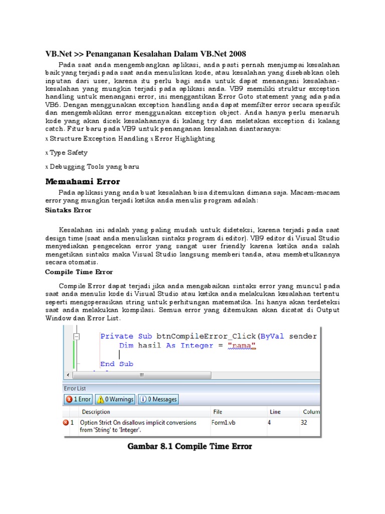 Debug and Error Handling | PDF